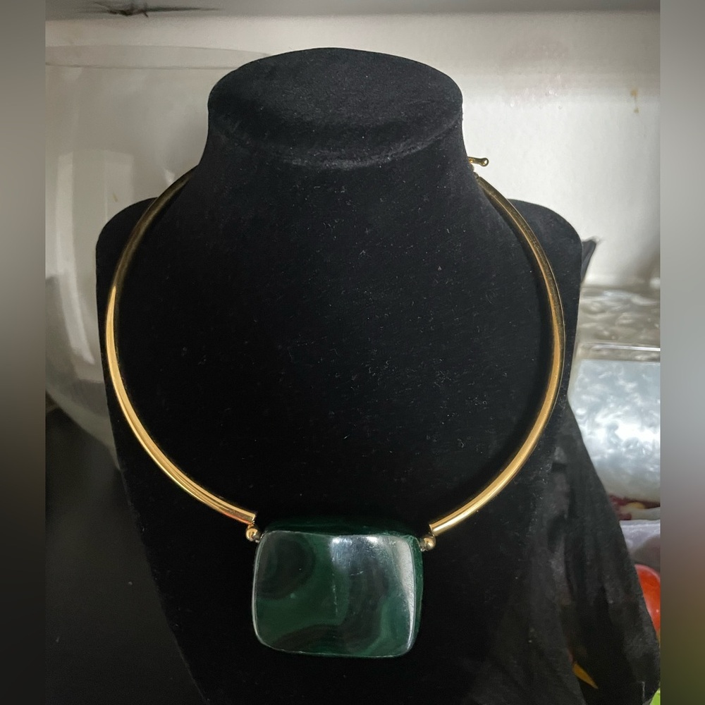 Dries Van Noten Malachite Collar Necklace